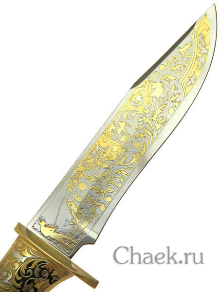 Нож "Урал" в кожаных ножнах и в подарочном футляре Златоуст