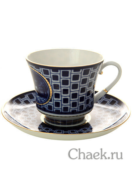 Чайная чашка с блюдцем форма Банкетная рисунок Прачечный мостик ИФЗ