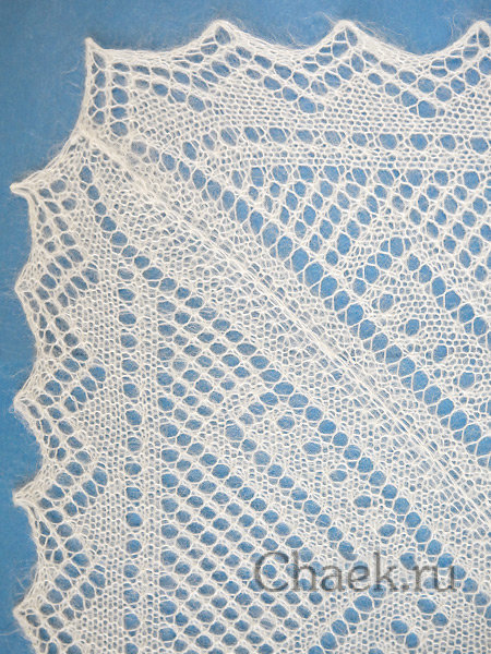 Оренбургский пуховый платок белый, арт. П1-130-02