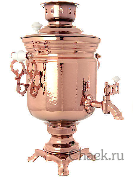 Электрический самовар 3 литра с медным покрытием "цилиндр" с автоматическим отключением при закипании, арт. 120338к