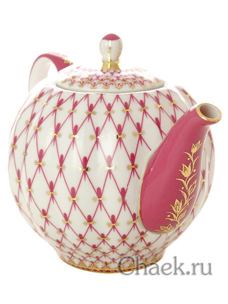 Чайник заварочный форма Тюльпан рисунок Сетка-блюз Императорский фарфоровый завод