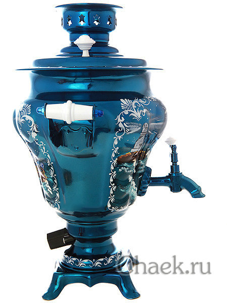 Набор самовар электрический 3 литра с художественной росписью "Морской пейзаж", арт. 130259