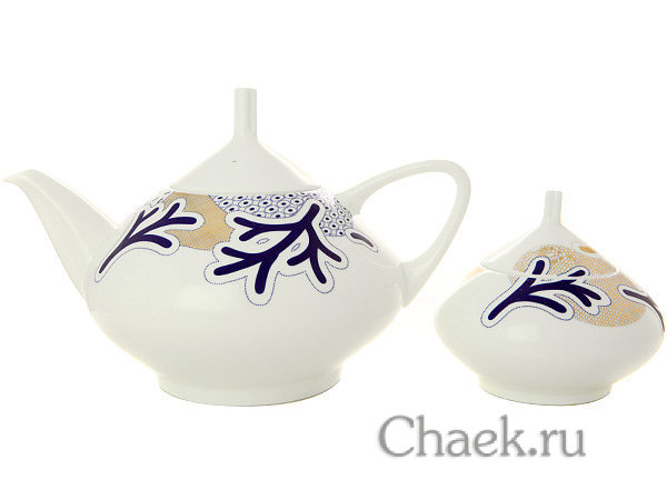 Сервиз чайный форма Купольная рисунок Синий узор 6/14 Императорский фарфоровый завод