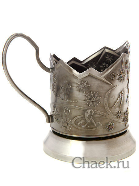 Подстаканник никелированный "Зимние виды спорта" для нанесения уникальной гравировки