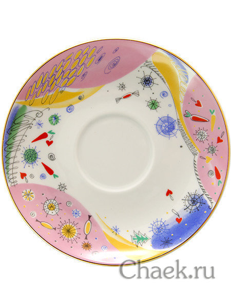 3-х предметный чайный комплект форма Банкетная рисунок Конфетти Императорский фарфоровый завод