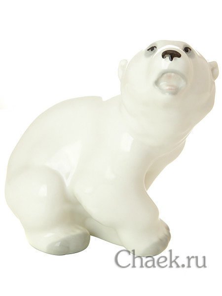 Скульптура Медвежонок м.р. белый Императорский фарфоровый завод