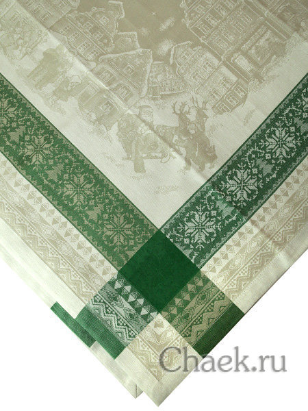 Скатерть "Зима" зеленая без кружева, 150х250