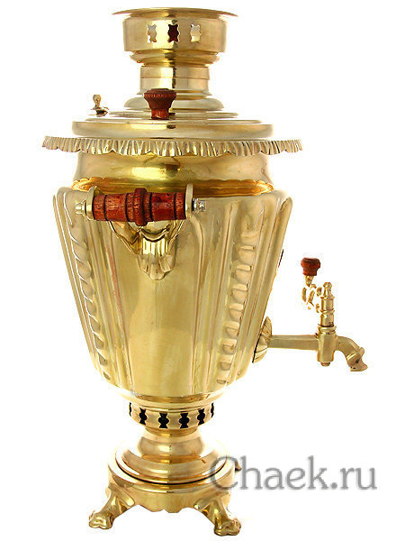 Самовар на дровах 5 л желтый конус рифленый