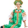 Русский народный костюм "Василиса" женский атласный зеленый сарафан и блузка XL-XXXL
