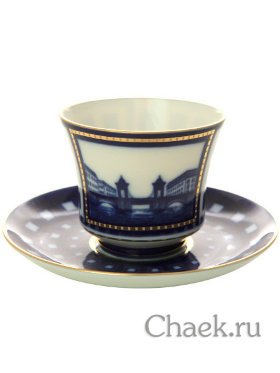 Чашка с блюдцем чайная форма Банкетная рисунок Старо-Калинкин мост ИФЗ