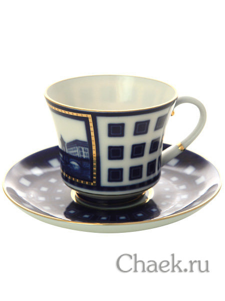 Чашка с блюдцем чайная форма Банкетная рисунок Старо-Калинкин мост ИФЗ