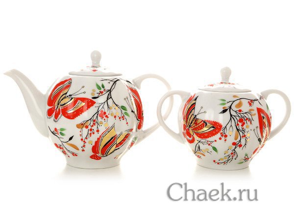 Сервиз чайный форма Тюльпан рисунок Бабочки 6/20 Императорский фарфоровый завод