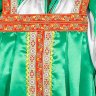 Русский народный костюм "Василиса" женский атласный зеленый сарафан и блузка XS-L