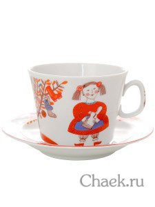 4-x предметный детский чайный комплект форма Молодежная рисунок Чудо-дерево Императорский фарфоровый завод