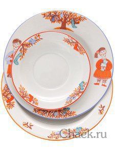 4-x предметный детский чайный комплект форма Молодежная рисунок Чудо-дерево Императорский фарфоровый завод 4-x предметный детский чайный комплект форма Молодежная рисунок Чудо-дерево Императорский фарфоровый завод