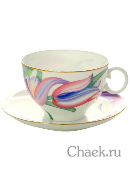 Чашка с блюдцем чайная форма Яблочко рисунок Лия ИФЗ