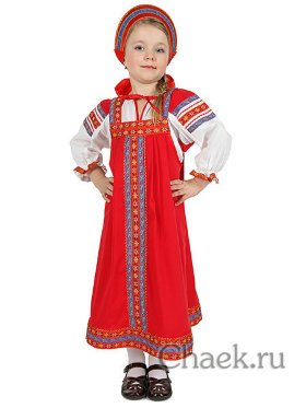 Русский народный костюм &quot;Дуняша&quot; для девочки хлопковый красный сарафан и блузка 1-6 лет