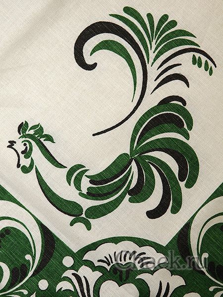 Скатерть "Петух", зеленая без кружева, 150х180