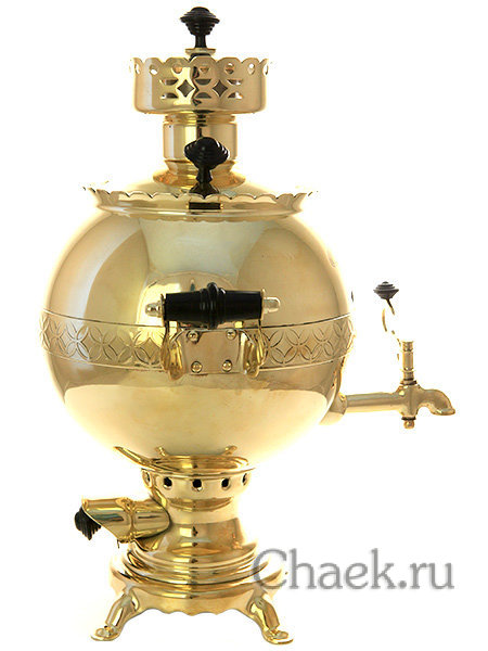 Тульский самовар на дровах 2,5 литра Шар золотой с трубой