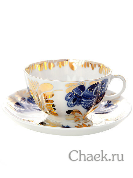 Сервиз чайный форма Тюльпан рисунок Золотой сад 6/20 Императорский фарфоровый завод