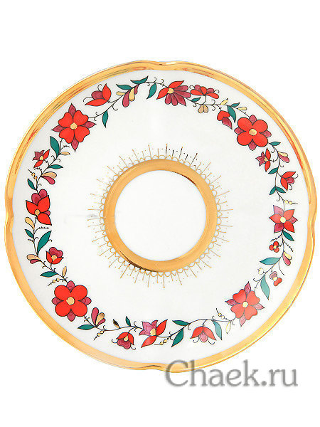 Чашка чайная с крышечкой и блюдцем форма Подарочная-2 рисунок Сувенир Императорский фарфоровый завод