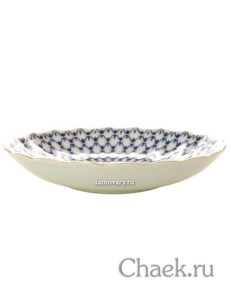 Сухарница форма Тюльпан рисунок Кобальтовая сетка Императорский фарфоровый завод