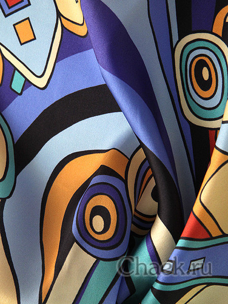 Шелковый Павлопосадский платок "Солнечный город", 89*89 см, арт. 1246-13