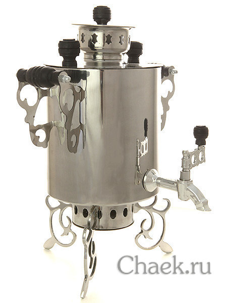 Угольный самовар "Паук" 2,5 литра из нержавеющей стали с трубой для дыма Угольный самовар "Паук" 2,5 литра из нержавеющей стали с трубой для дыма