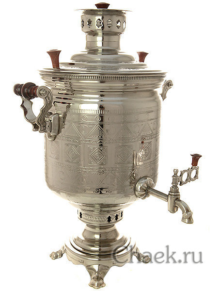 Самовар на дровах никелированный 7 л цилиндр "Чукотка", арт. 471709