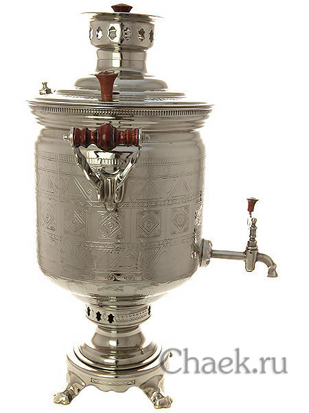 Самовар на дровах никелированный 7 л цилиндр "Чукотка", арт. 471709