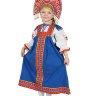 Русский народный костюм "Забава" детский льняной синий сарафан и блузка 1-6 лет