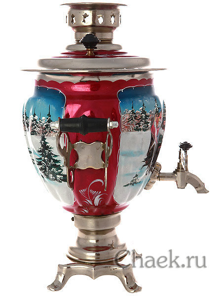 Набор самовар электрический 3 литра с художественной росписью "Тройка зимняя", арт. 130206