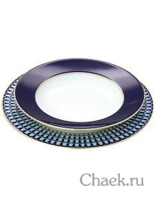 Столовый сервиз из фарфора на 6 персон форма Европейская рисунок Классика Петербурга 6/24 Императорский фарфоровый завод