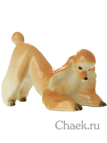 Скульптура Пудель играющий рыжий Императорский фарфоровый завод
