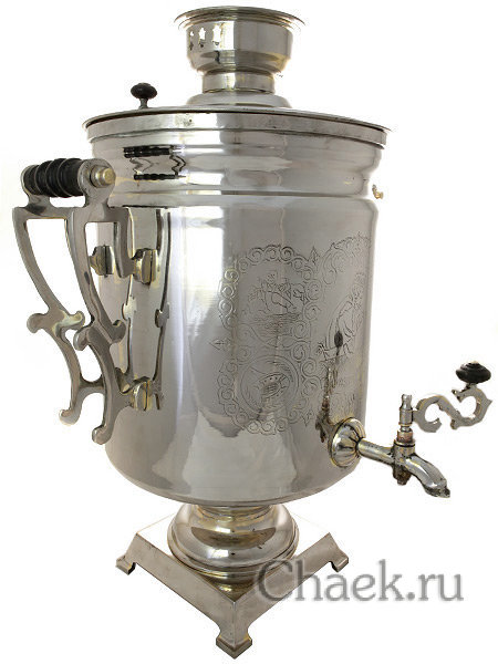 Советский угольный самовар 40 литров никелированный цилиндр произведен в 50-х годах XX века, арт. 445458