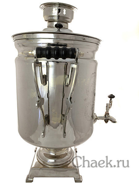 Советский угольный самовар 40 литров никелированный цилиндр произведен в 50-х годах XX века, арт. 445458