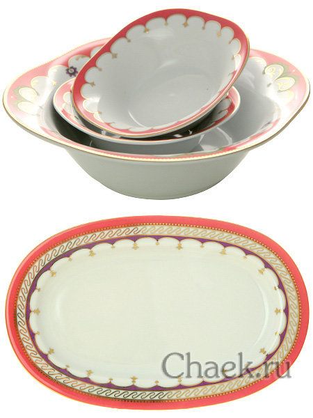 Столовый сервиз из фарфора на 6 персон форма Европейская-2 рисунок Камеи 6/24 Императорский фарфоровый завод