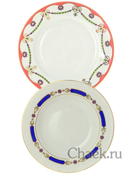 Столовый сервиз из фарфора на 6 персон форма Европейская-2 рисунок Камеи 6/24 Императорский фарфоровый завод