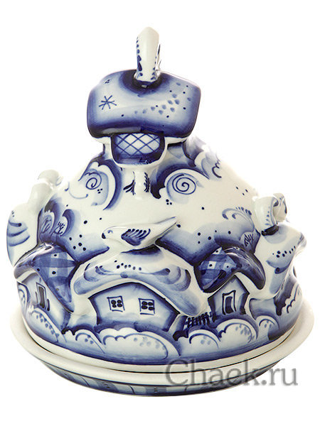 Масленка "Деревенька" с росписью Гжель