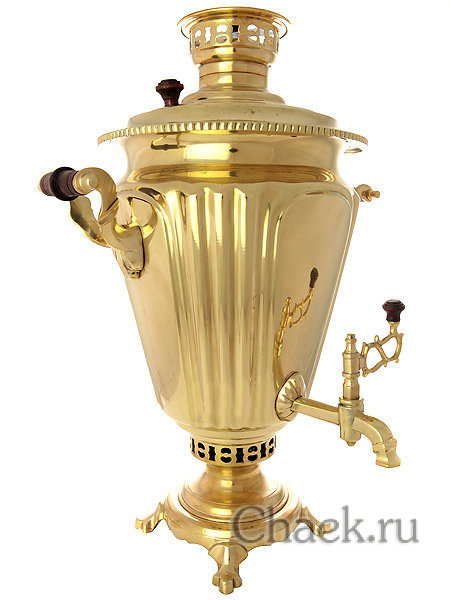 Старинный угольный самовар 7 литров желтый конус граненый, произведен в начале XX века, арт. 430428