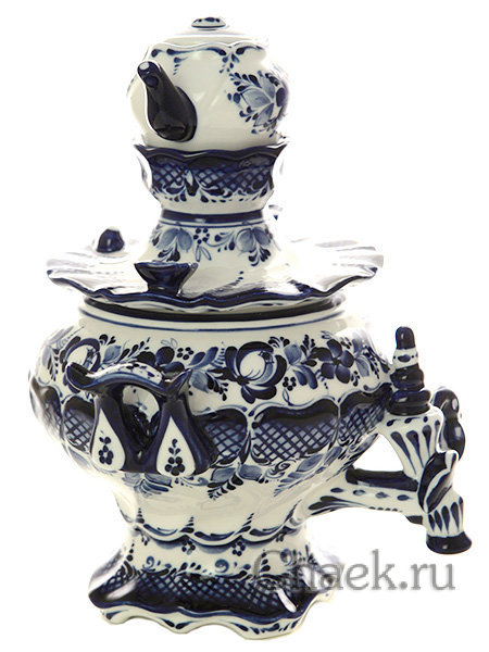 Чайница "Самовар" Гжель, автор Алехин