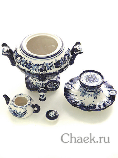 Чайница "Самовар" Гжель, автор Алехин