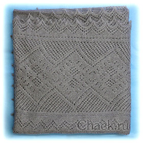 Оренбургский пуховый платок серый, арт. П1-130-03