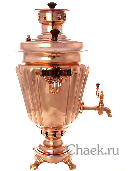 Угольный самовар 5 л конус граненый с медным покрытием