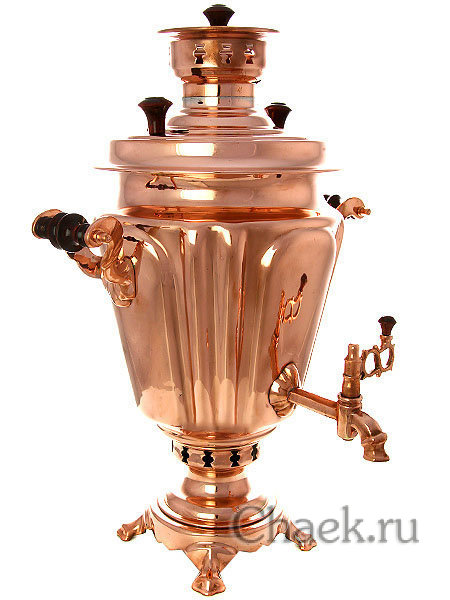 Угольный самовар 5 л конус граненый с медным покрытием