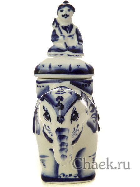 Чайница средняя "Слон" Гжель