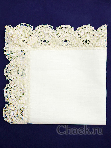 Салфетка белая со светлым кружевом арт. 6нхп-654, 33х33