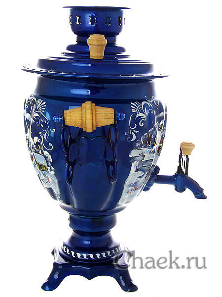 Электрический самовар 3 литра с художественной росписью "Зимний вечер", арт. 103536