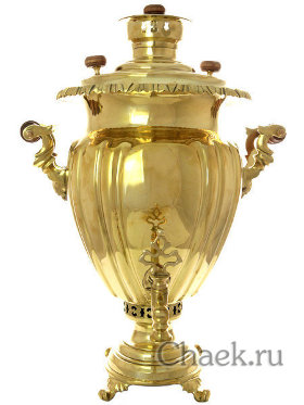 Угольный латунный самовар 9 литров ваза с гранями Первое Товарищество, арт. 433699