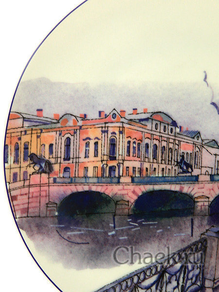 Тарелка декоративная форма Эллипс рисунок Аничков мост ИФЗ